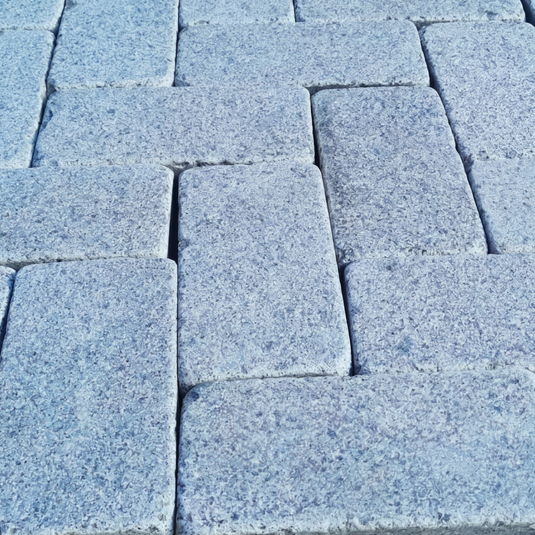 Dark Grey Granite Block Paving - 200 x 100 x 100mm - Sawn, Tumbled & Honed