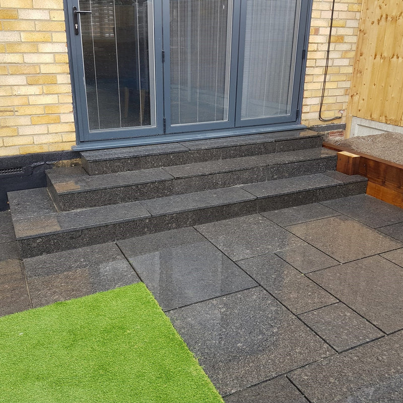 Load image into Gallery viewer, Emperor Black Granite Paving - 600 x 295 x 20mm - Sawn &amp; Brushed
