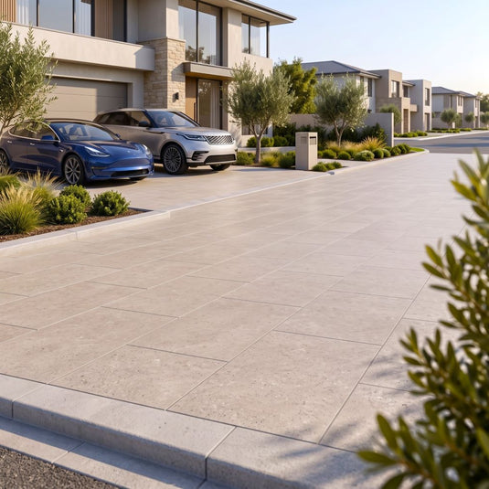 Dijon Limestone - Beige Porcelain Paving Tiles - 900 x 600 x 20mm