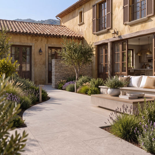 Dijon Limestone - Beige Porcelain Paving Tiles - 900 x 600 x 20mm