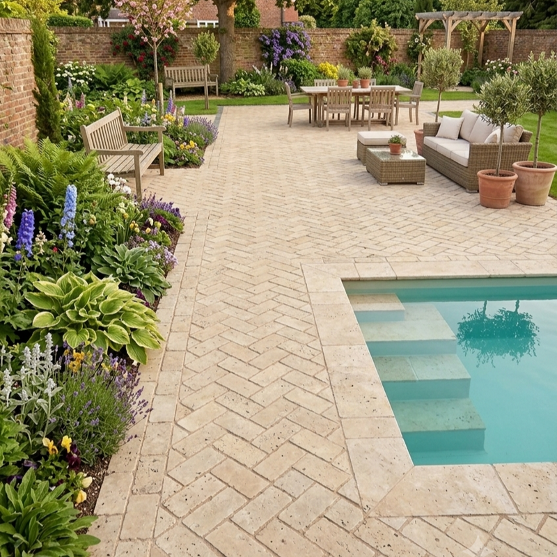 Load image into Gallery viewer, Egyptian - Beige Limestone Setts - 200 x 50 x 40mm - Washed &amp; Tumbled
