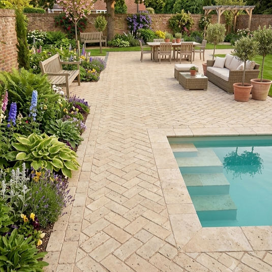 Egyptian - Beige Limestone Setts - 200 x 50 x 40mm - Washed & Tumbled