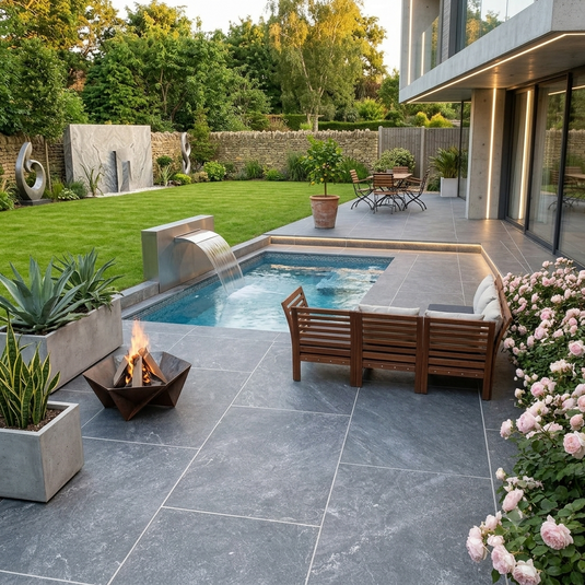 Himalayan - Black Porcelain Paving Tiles - 900 x 600 x 20mm