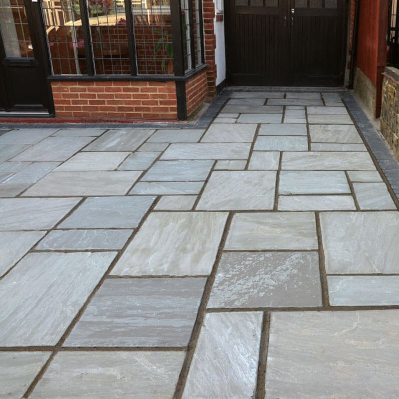 Load image into Gallery viewer, Kandala Grey Indian Sandstone Paving - 290 x 290 x 22mm - Hand Cut &amp; Riven
