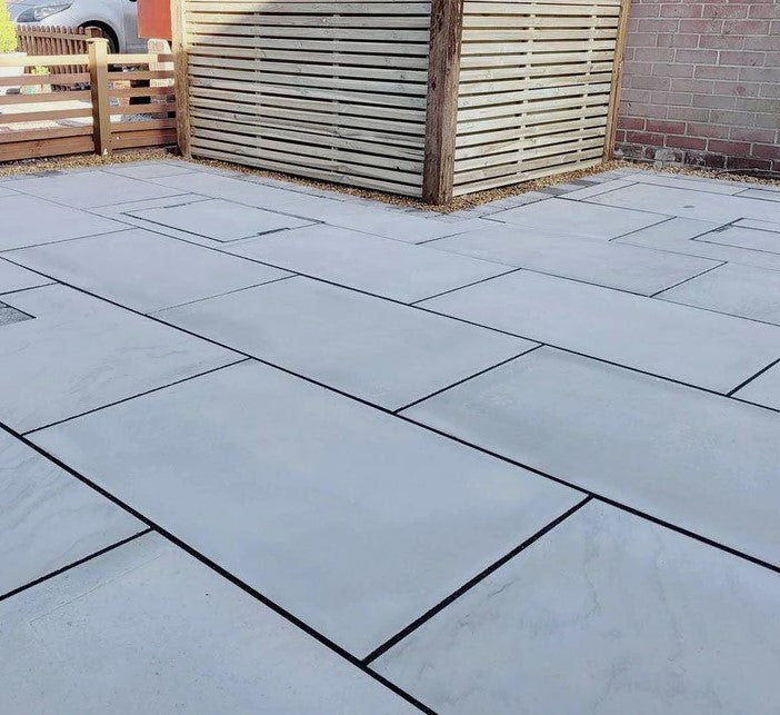 Load image into Gallery viewer, Kandala Grey Indian Sandstone Paving - 295 x 295 x 22mm - Sawn &amp; Honed
