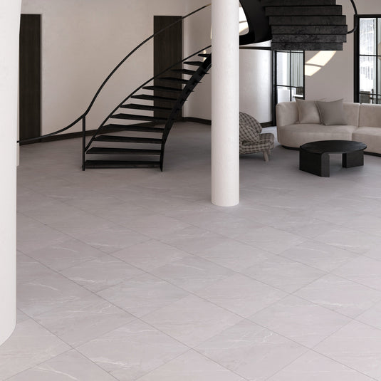 Lagom Gra - Grey Porcelain Paving Tiles - Semi-Polished Finish - 600 x 600 x 7mm