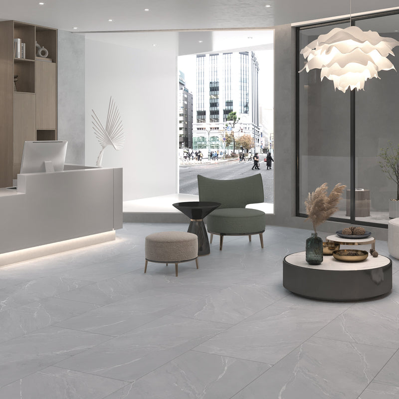Load image into Gallery viewer, Lagom Gra - Grey Porcelain Paving Tiles - Semi-Polished Finish - 600 x 600 x 7mm
