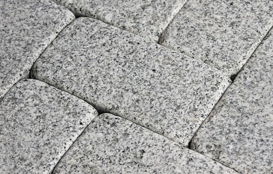 Light Grey Granite Block Paving - 105 x 140 x 50mm - Sawn, Tumbled & Honed
