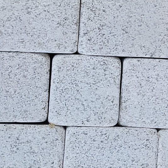 Light Grey Granite Block Paving - 140 x 140 x 50mm - Sawn, Tumbled & Honed