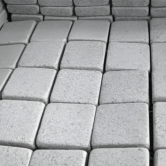 Light Grey Granite Block Paving - 140 x 140 x 50mm - Sawn, Tumbled & Honed