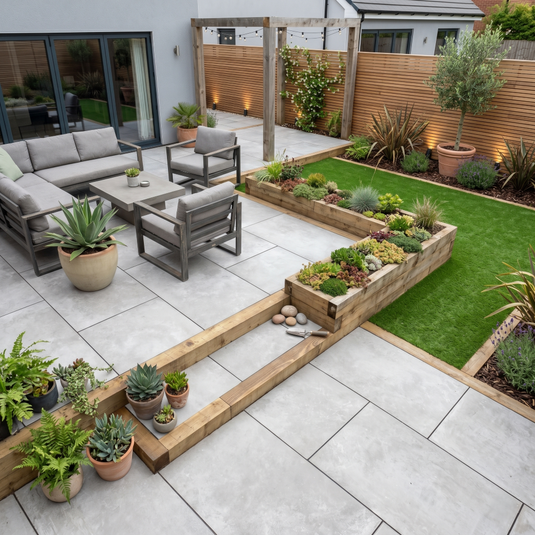 Limestone - Grey Porcelain Paving Tiles - 900 x 600 x 20mm