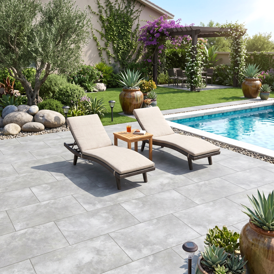 Limestone - Grey Porcelain Paving Tiles - 900 x 600 x 20mm
