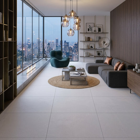 Luna Off - White Porcelain Paving Tiles - 600 x 600 x 7mm