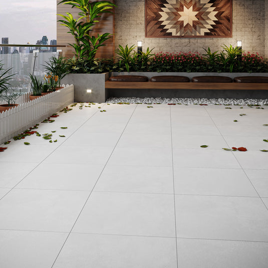 Luna Off - White Porcelain Paving Tiles - Matt Finish - 600 x 600 x 7mm