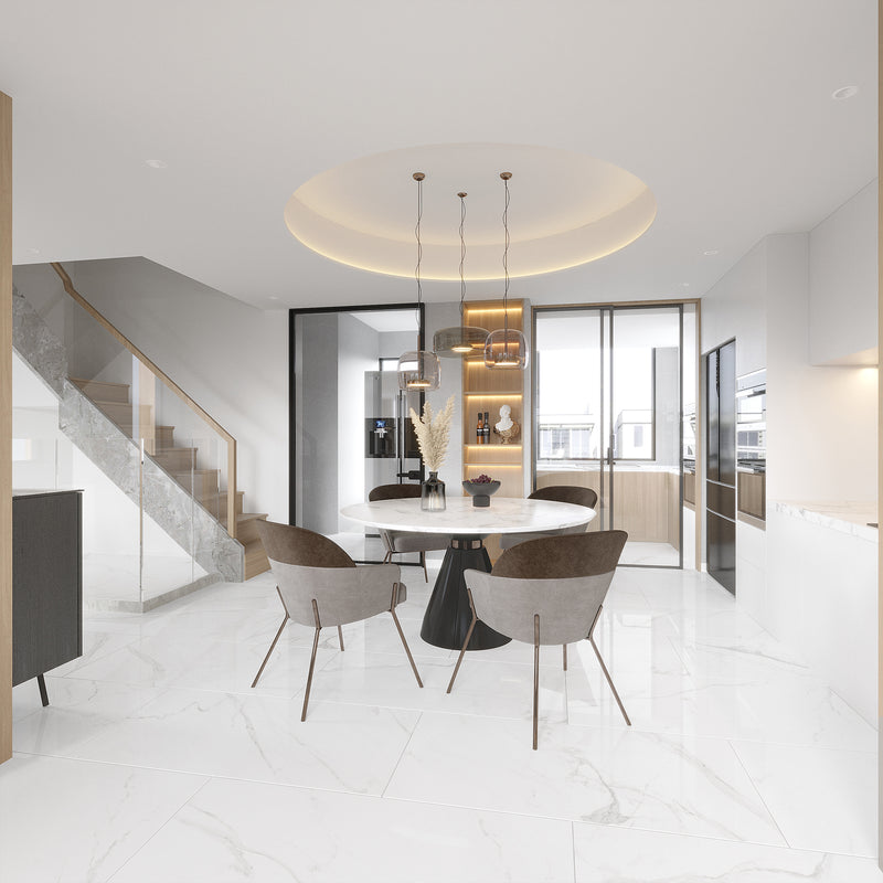 Load image into Gallery viewer, Marmi Statuario - White Porcelain Paving Tiles - Polished Finish - 600 x 600 x 7mm
