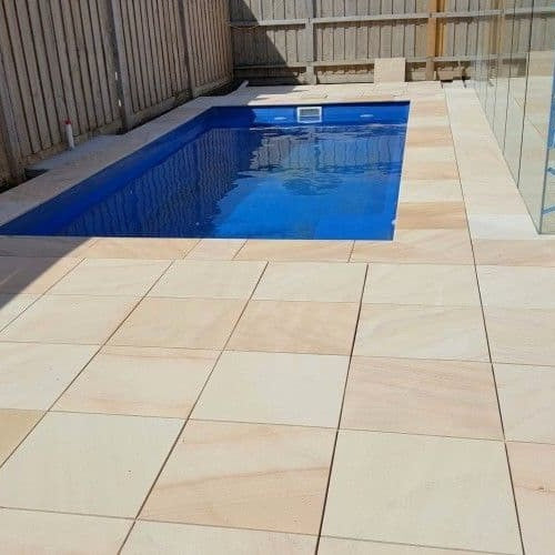 Load image into Gallery viewer, Mint Fossil Indian Sandstone Paving - 600 x 600 x 22mm - Sawn &amp; Honed

