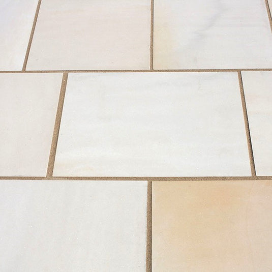 Mint Fossil Indian Sandstone Paving 295 x 295 x 22mm Sawn & Honed