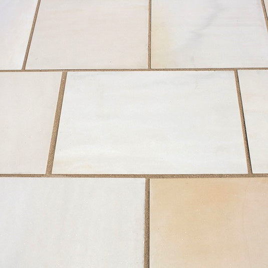 Mint Fossil Indian Sandstone Paving - 295 x 295 x 22mm - Sawn & Honed