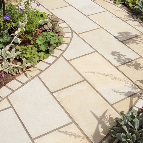 Load image into Gallery viewer, Mint Fossil Indian Sandstone Paving - 600 x 295 x 22mm - Sawn &amp; Honed
