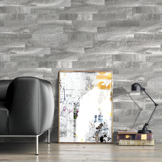 Nest Dusk - Grey Porcelain Wall Cladding Tiles - 385 x 75 x 9mm