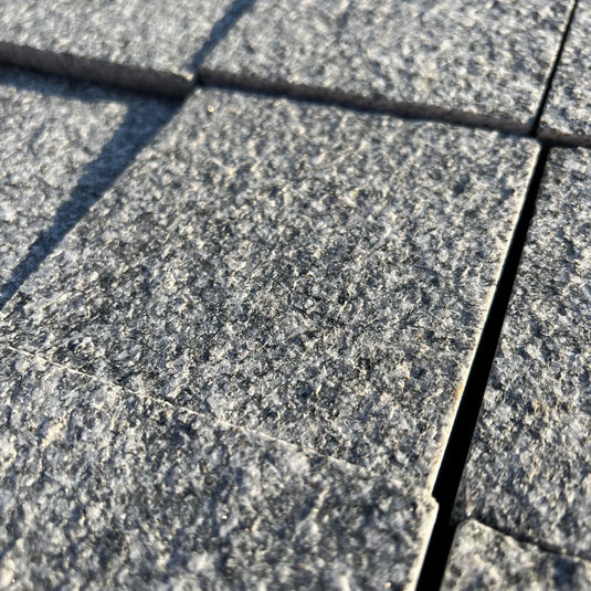 Dark Grey Granite Block Paving - 100 x 100 x 50mm - Sawn & Flamed