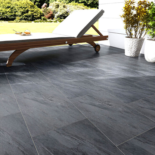 Slate Noir - Black Porcelain Paving Tiles - 900 x 600 x 20mm