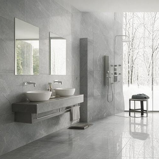 Pulpis - Grey Porcelain Paving Tiles - Polished Finish - 600 x 600 x 7mm