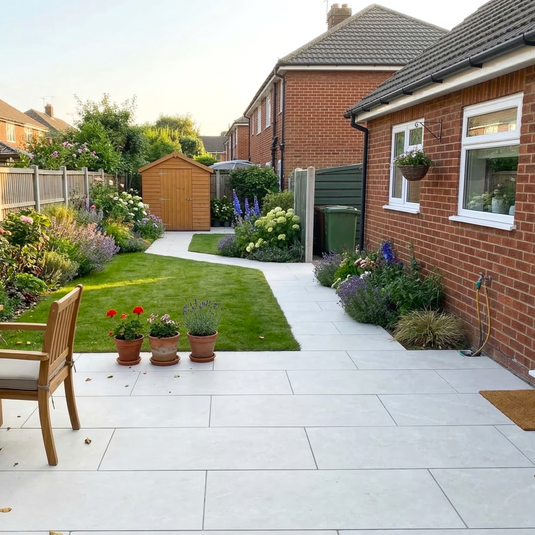 Quartz - White Porcelain Paving Tiles - 1200 x 600 x 20mm