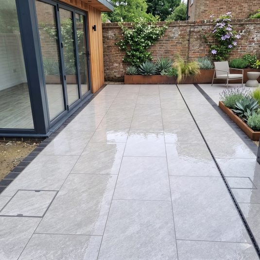 Quartz - Grey Porcelain Paving Tiles - 900 x 600 x 20mm
