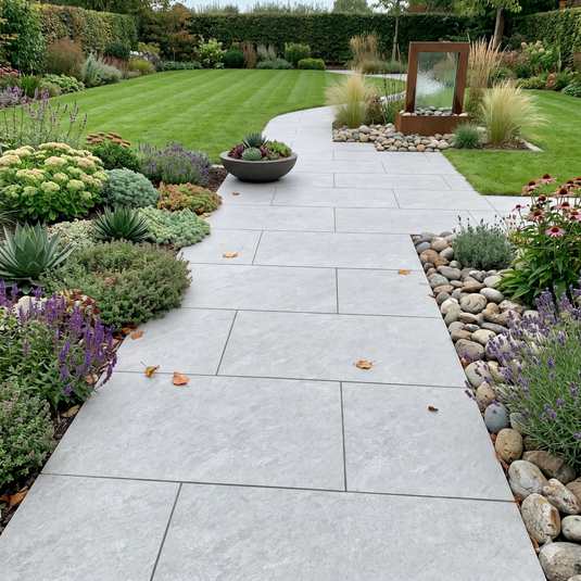 Quartz - Grey Porcelain Paving Tiles - 900 x 600 x 20mm