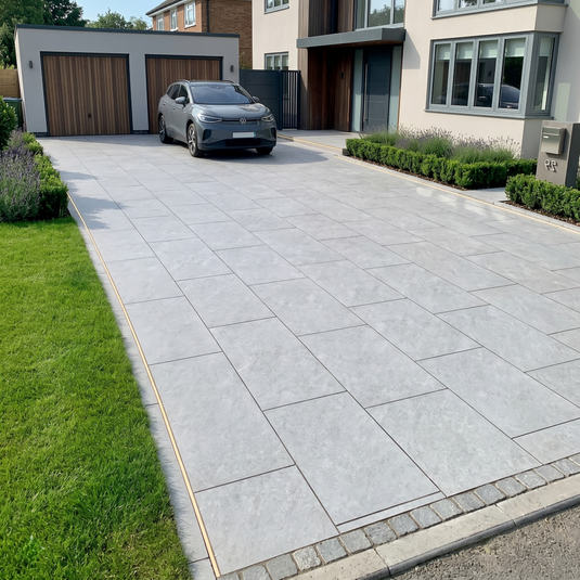 Quartz - Grey Porcelain Paving Tiles - 900 x 600 x 20mm