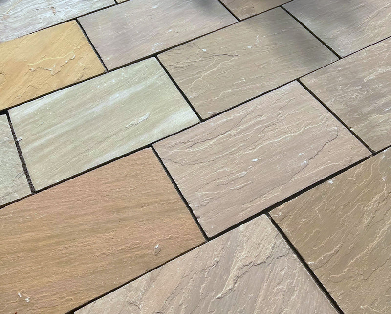 Load image into Gallery viewer, Raj Green Indian Sandstone Paving - 900 x 600 x 22mm - Tumbled &amp; Riven
