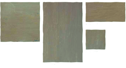 Raj Green Indian Sandstone Paving - Patio Pack - Mixed Sizes - Hand Cut & Riven