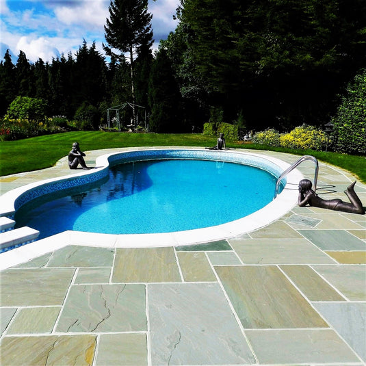 Raj Green Indian Sandstone Paving - 900 x 600 x 22mm - Hand Cut & Riven