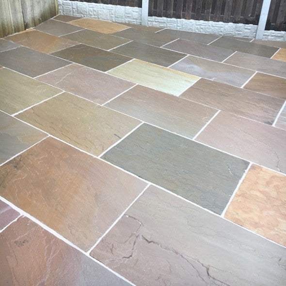 Load image into Gallery viewer, Autumn Gold Indian Sandstone Paving - 900 x 600 x 22mm - Hand Cut &amp; Riven
