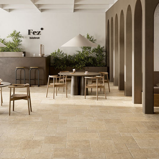 Rustico Sand - Beige Porcelain Paving Tiles - 900 x 600 x 20mm