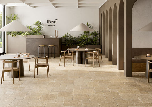 Rustico Sand - Beige Porcelain Paving Tiles - 900 x 600 x 20mm