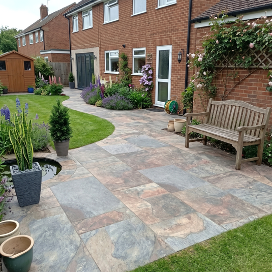 Rustic Slate - Grey Porcelain Paving Tiles - 900 x 600 x 20mm