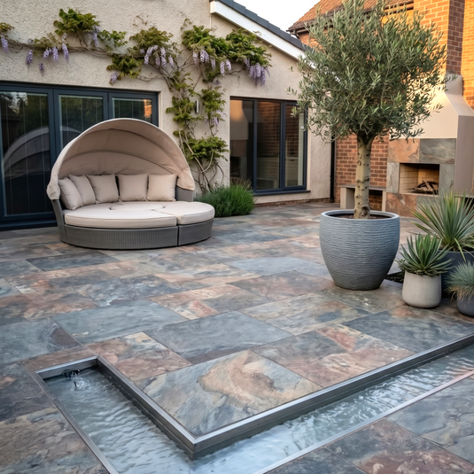 Rustic Slate - Grey Porcelain Paving Tiles - 900 x 600 x 20mm