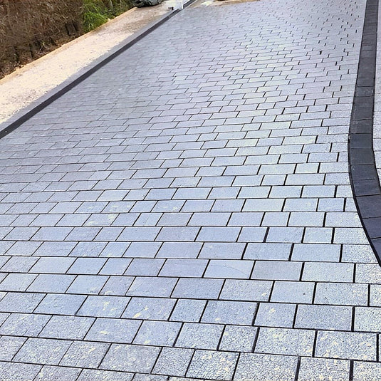 Dark Grey Granite Block Paving - 250 x 150 x 50mm - Sawn & Flamed
