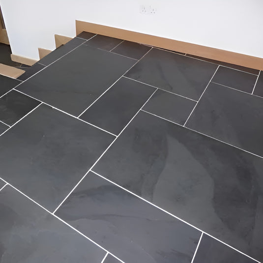 Brazilian - Black Slate Paving - Patio Pack - Mixed Sizes - Sawn & Riven