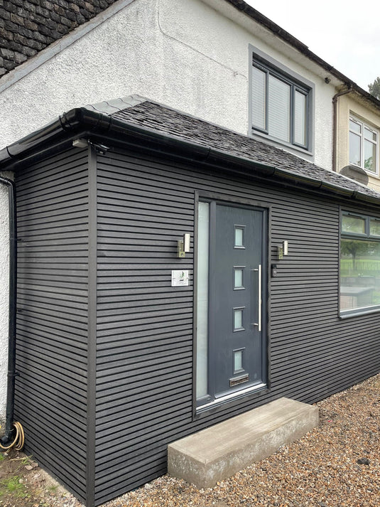 Slatted Stone - Grey Composite Cladding - End Piece - 2200 x 49.25 x 49.25 mm