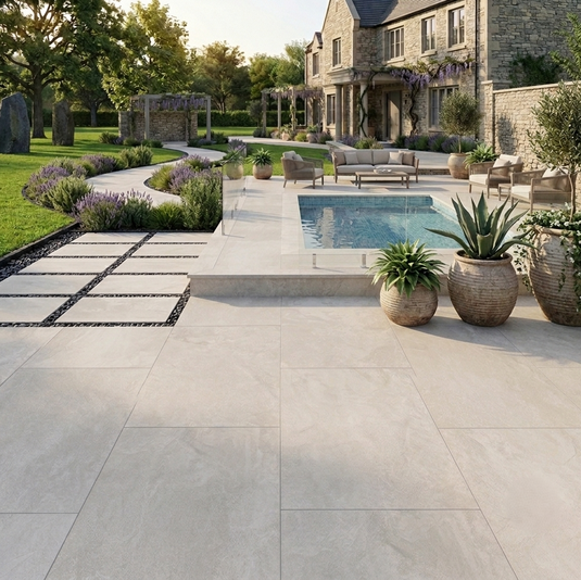 Strato - White Porcelain Paving Tiles - 900 x 600 x 20mm