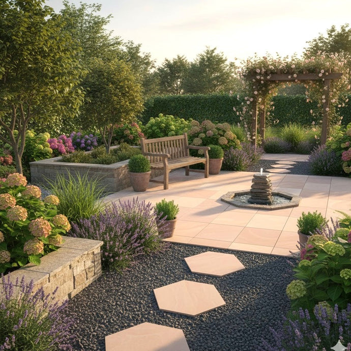 Modak Indian Sandstone Paving - 600 x 600 x 22mm - Sawn & Sandblasted