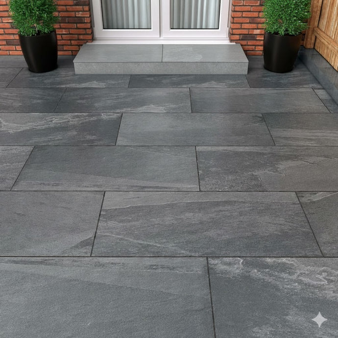 Slate Noir - Black Porcelain Paving Tiles - 900 x 600 x 20mm