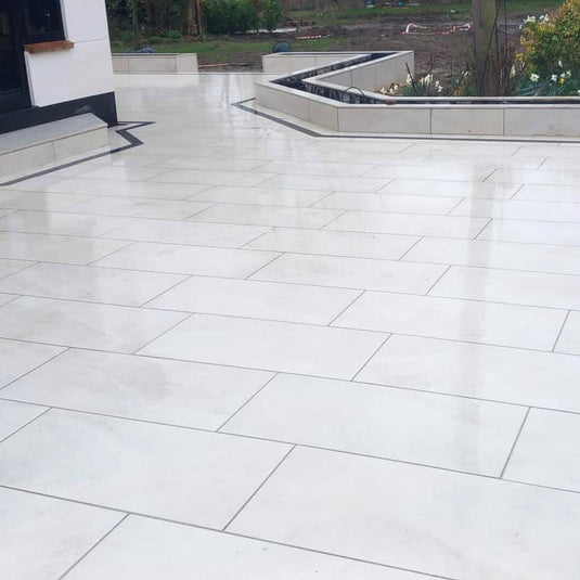 Arcadia Wheat - Light Grey Porcelain Paving Tiles - 1000 x 500 x 20mm