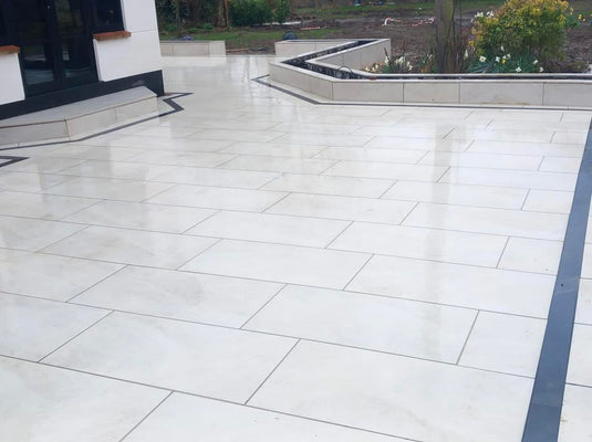 Arcadia Wheat - Light Grey Porcelain Paving Tiles - 1000 x 500 x 20mm